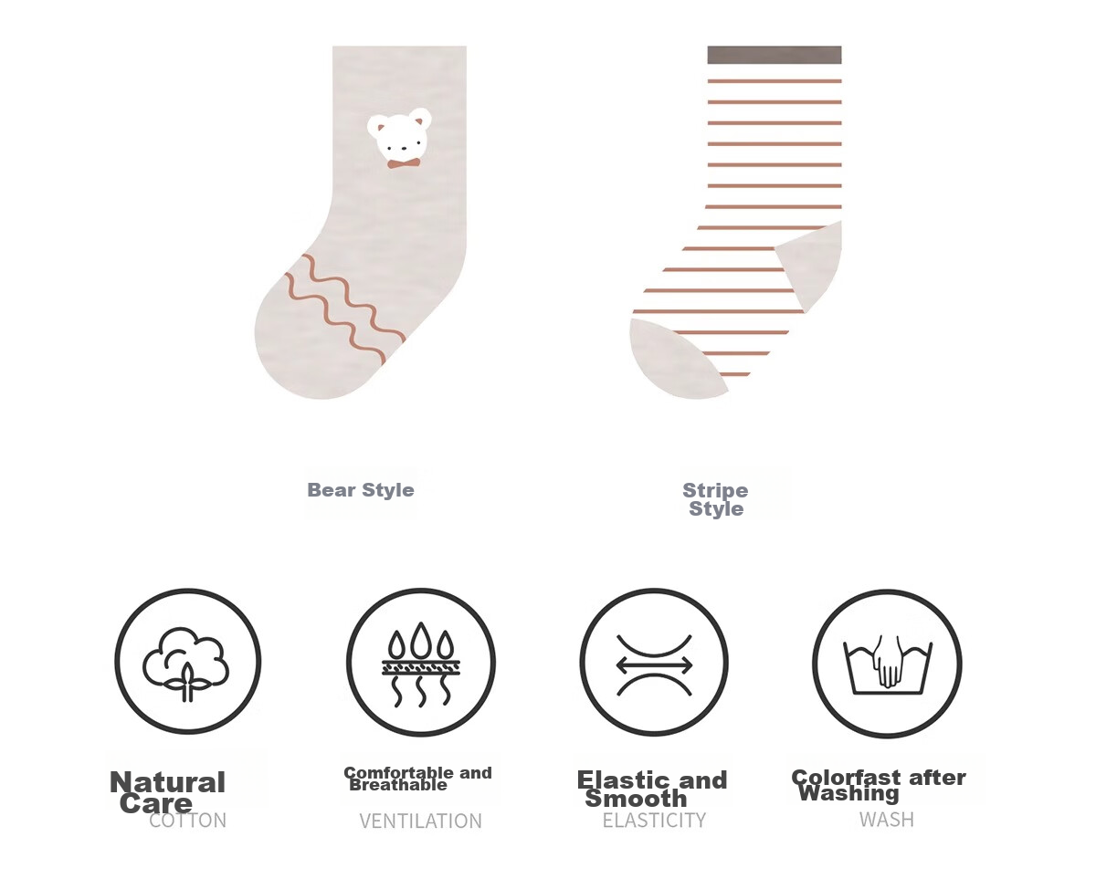 Banbi Children's Socks, Autumn And Winter Girls' Student Big Kids Spring And Autumn Seamless Mid-Calf Cotton Socks BB2455, Size 20-22 4