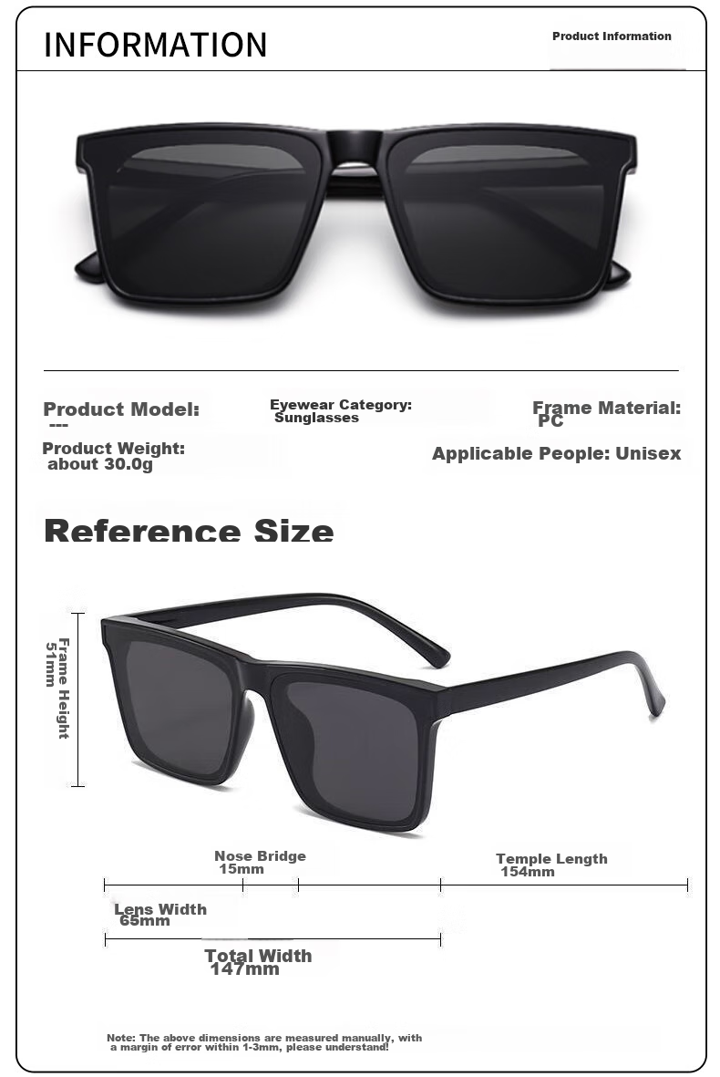 Baixiaoshe Sunglasses-1050 [Full Frame Sand Black Style + Gift], Sun Protection Glasses, GM Face-Slimming Effect, Driving Sunglasses, Back-To 2