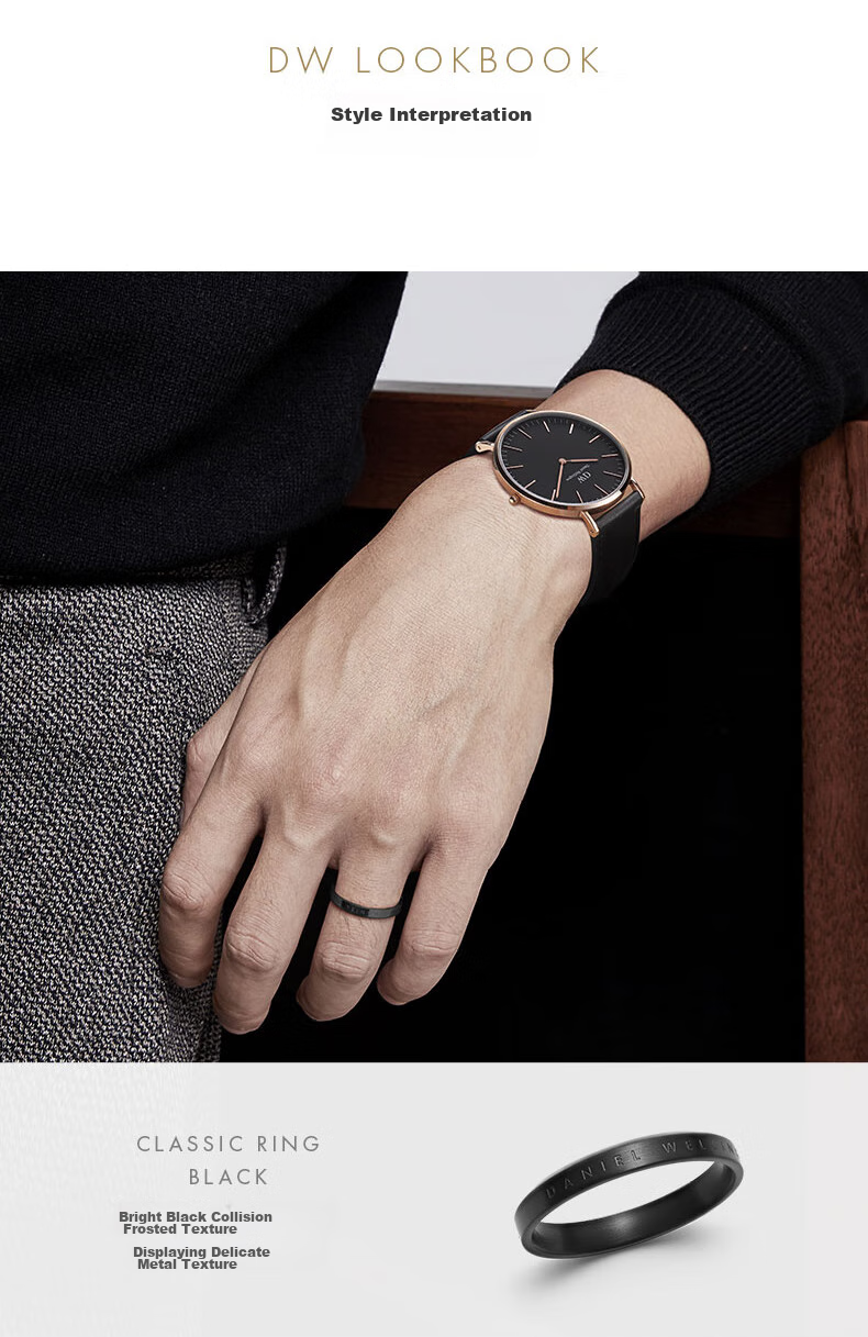 DanielWellington DW Ring for Women, Classic Couple Rings in Space Gray, Size 56, DW374 Birthday Gift for Girls 7