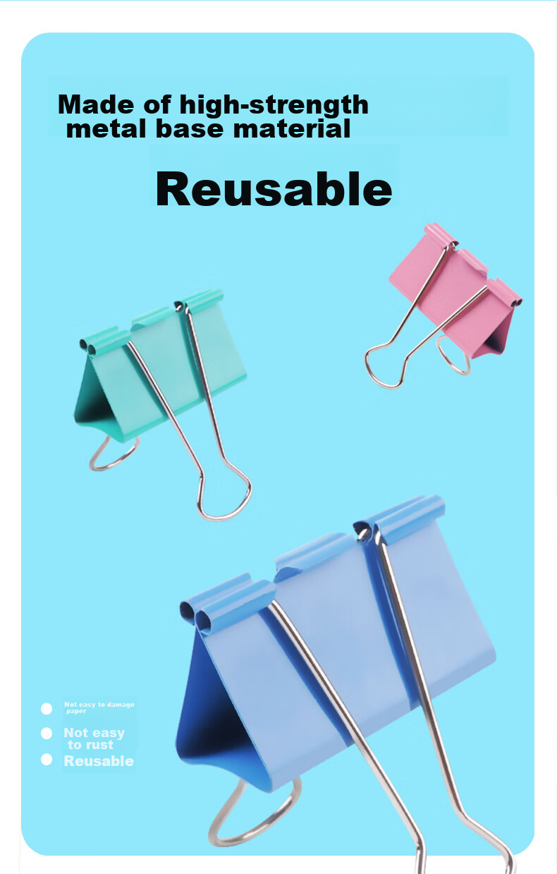 M&G Stationery Popular Product, 6#15mm, 60 Pieces/jar, Colorful Binder Clips, Small Metal Bill Clips, Eplus Series Office Binder Clips, ABS92743 4