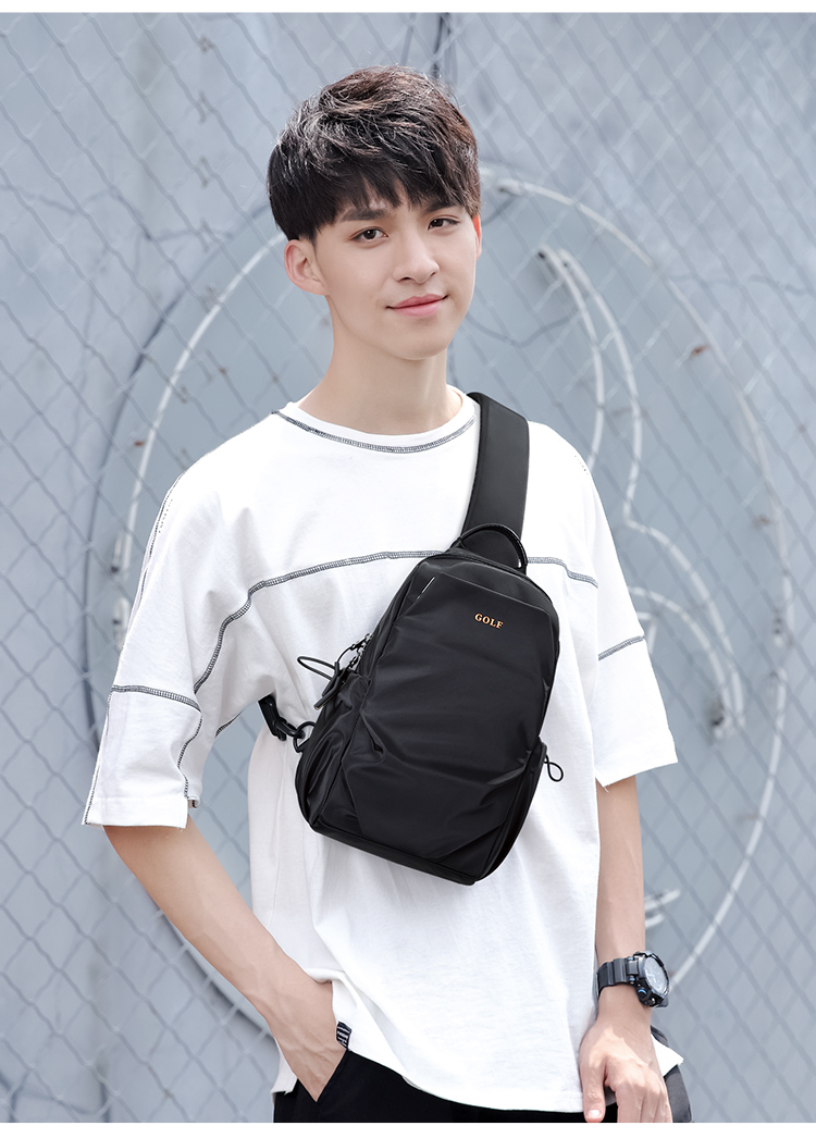 GOLF Chest Bag for Men, Contrasting Color Shoulder Crossbody Bag, Casual Phone And IPad Bag, Multi-Compartment Sports Small Backpack, Running Pack 27