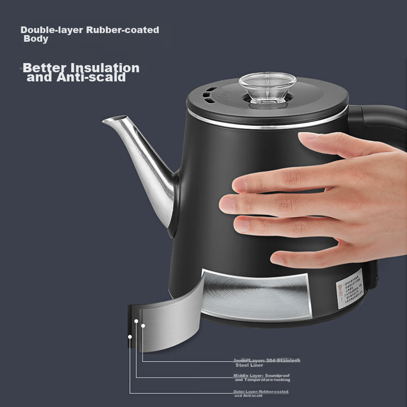 AUCMA Automatic Water-Boiling Electric Kettle, Tea Maker, Electric Tea Stove, Kung Fu Tea Set, Tea Table All-In Machine, Tea Brewing, Double-Layer Insulation, Anti-Scalding, 304 Stainless Steel Water Boiler, 0.8L Electric Kettle J11
