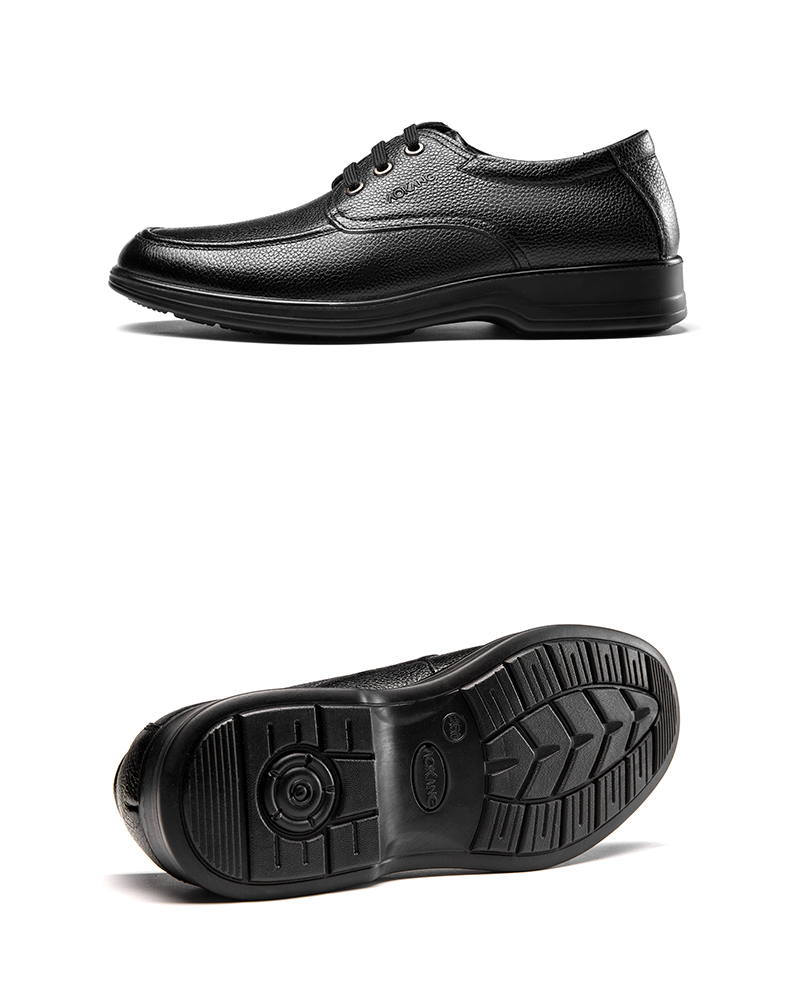 Aokang Leather Shoes for Men, Casual Business Shoes, Comfortable Work Lace-Up Formal Shoes, British Style Footwear, Black, Size 42 13
