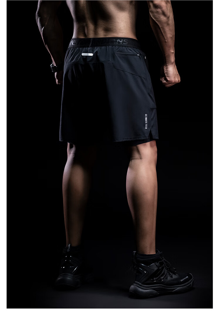 Monster Guardians Men's Sports Shorts with Double-Sided Lining for Summer, Marathon, Basketball, Outdoor Quick-Dry Athletic Pants, Black, Size L 11