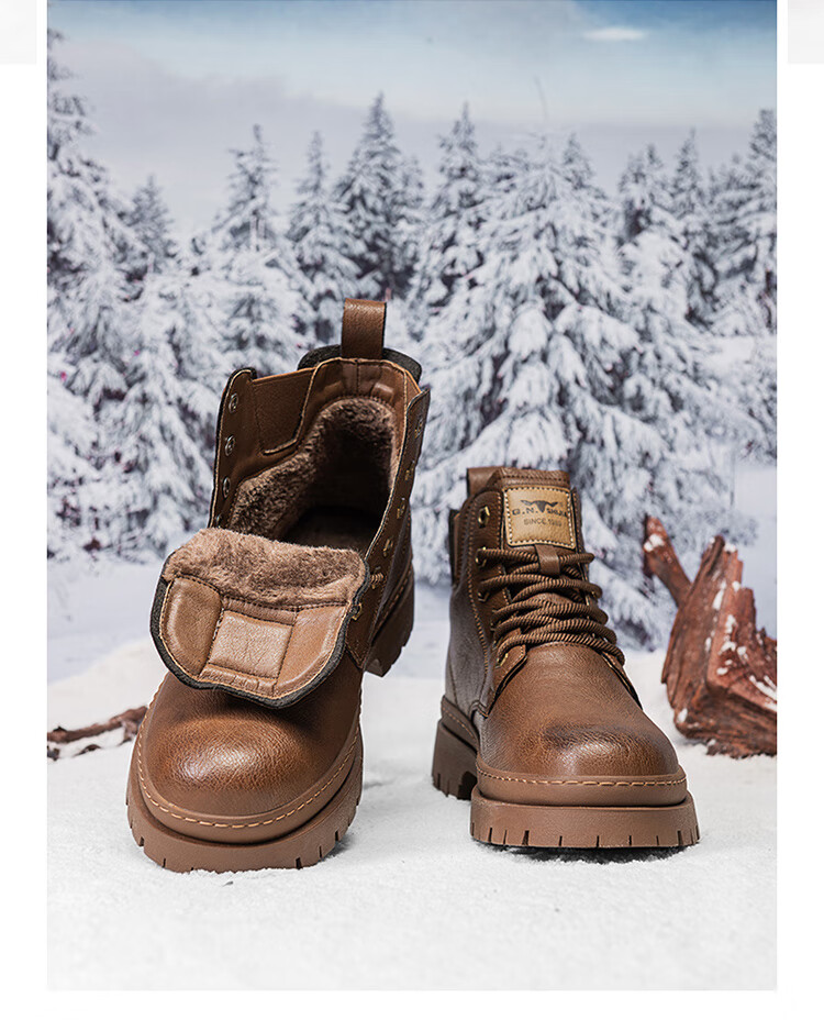 G.N.Shi Jia Men's Martin Boots for Autumn And Winter, Thick-Soled Heightening Retro Distressed Work Boots, Red-Brown, Size 41 (Sneaker Size) 30
