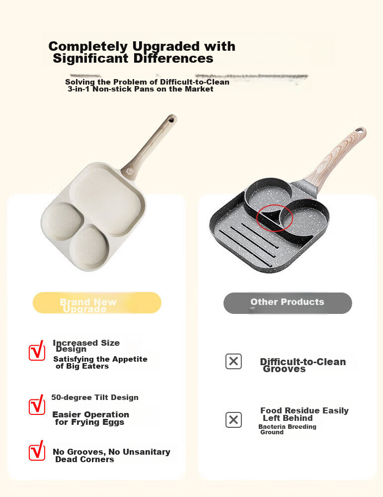 JD Original Breakfast Pan, Multifunctional Pan for Frying Eggs And Steak, Non-Stick Frying Plate, Flat Bottom Pan with Free Silicone Brush 13