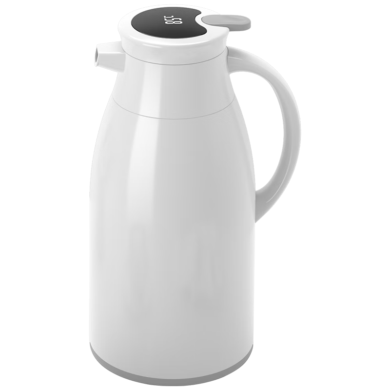 JEKO&JEKO Insulated Water Bottle, Household Thermos, Large Capacity Hot Water Jug for Dormitory, Digital Display, 1.9L, Light Gray