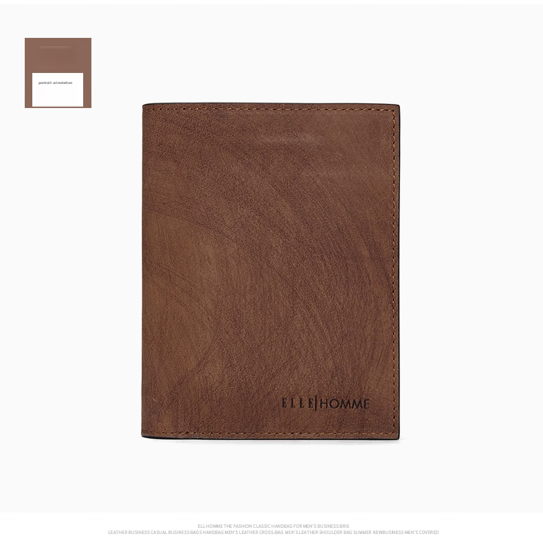 ELLE HOMME Men's Wallet, Long Style, Top-Grain Leather, Multi-Card Slots, Vintage Two-Fold Bill Holder, 0312 Brown, Birthday Gift for Me 14