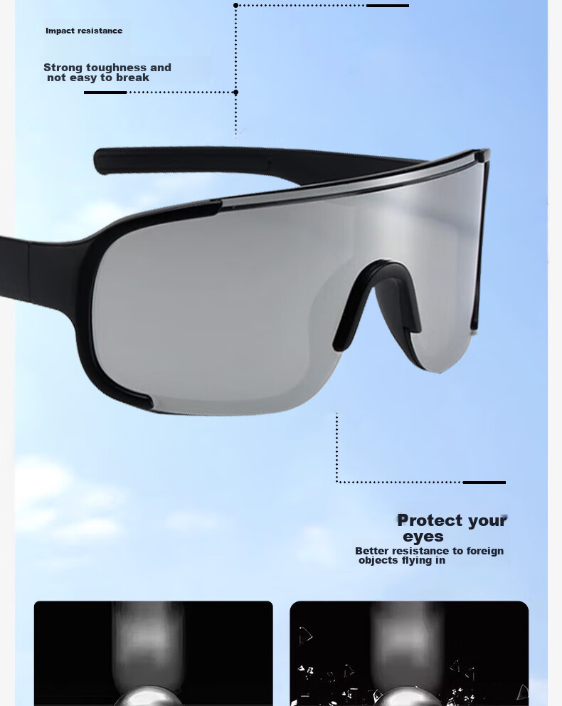 FESETE Cycling Sunglasses, Mountain Climbing Goggles, Mountain Biking Protective Sunglasses, Windproof, Dustproof, Splash-Resistant, for School 8
