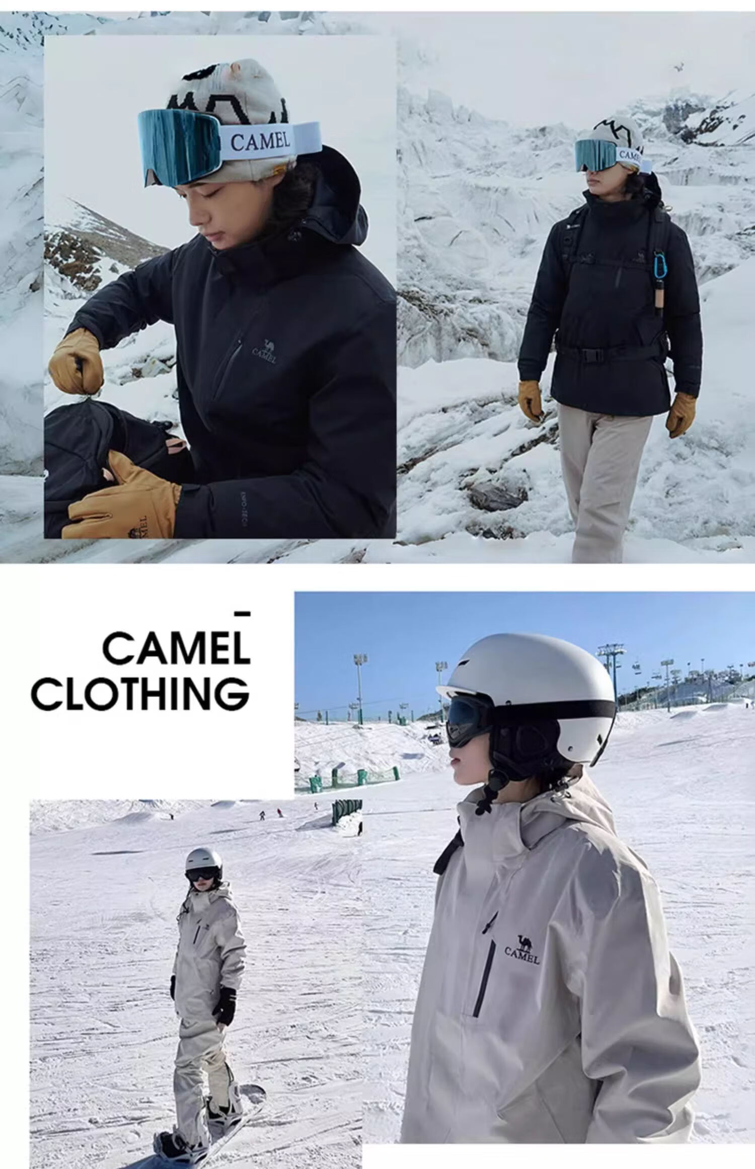CAMEL Outdoor Three-in-One Waterproof Down Jacket Women's and Men's Mountaineering Coat AD22263513A 17