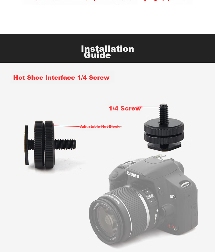 Earlymen Double-Layer Hot Shoe Connector, Metal 1/4 Screw Hot Shoe Adapter, Double-Layer Nut, Quarter Inch Double-Layer Screw Socket, Upper And Lower Locking Screws 3
