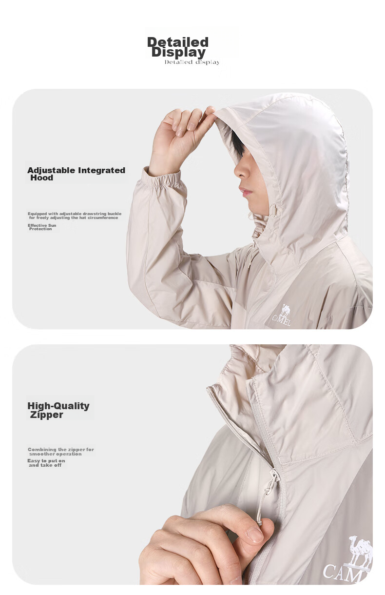 CAMEL Outdoor Sun Protection Clothing, 2024 New Product, Ice-Cool Breathable UV-Resistant Fashion Color Block Sun Protection Garment, O086 2XL 31