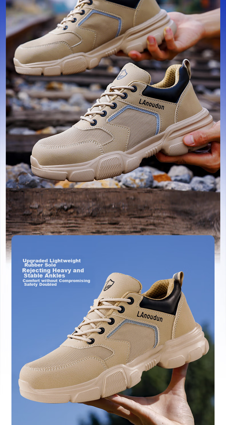 Lanoudun Safety Shoes for Men, Breathable, Lightweight, Soft-Soled, Comfortable, Steel Toe Cap, Anti-Smashing, Anti-Puncture, Safety Work Shoes DL232 Size 44 7