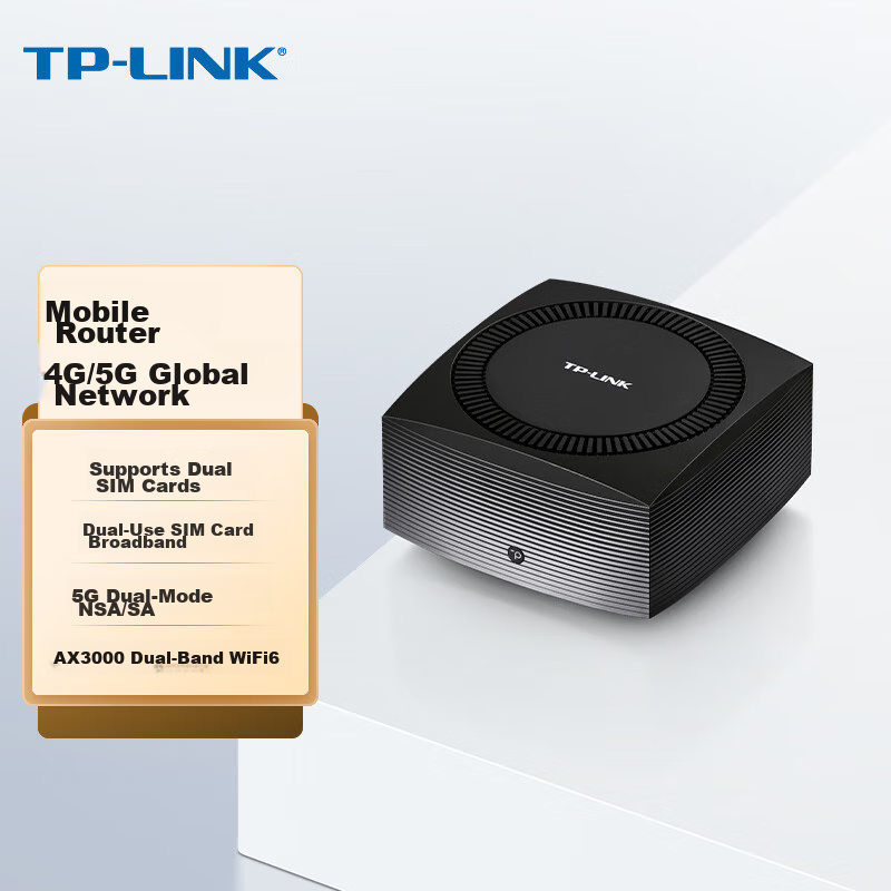 TP-LINK 5G Mobile Router AX3000 Gigabit Ethernet Port Wireless Dual-Band WiFi6 SIM Card Slot Ready Dual-Mode NSA/SA 5G/4G All-Network Compatible TL-TR970G