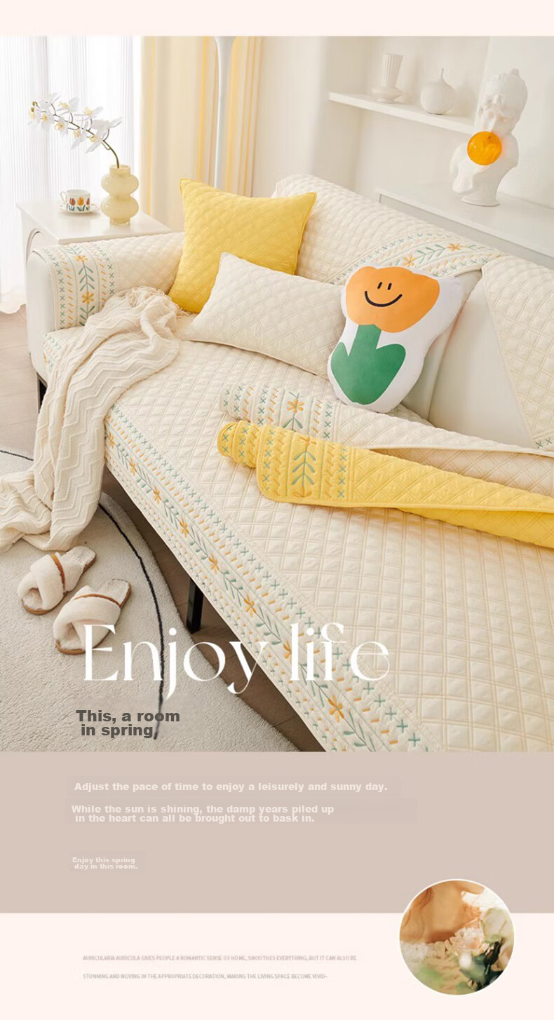 AVIVI Sofa Cushion, All-Season Sofa Cover, Non-Slip Sofa Slipcover, Bay Window Pad, 90*240 Cm, Floral Patter 7