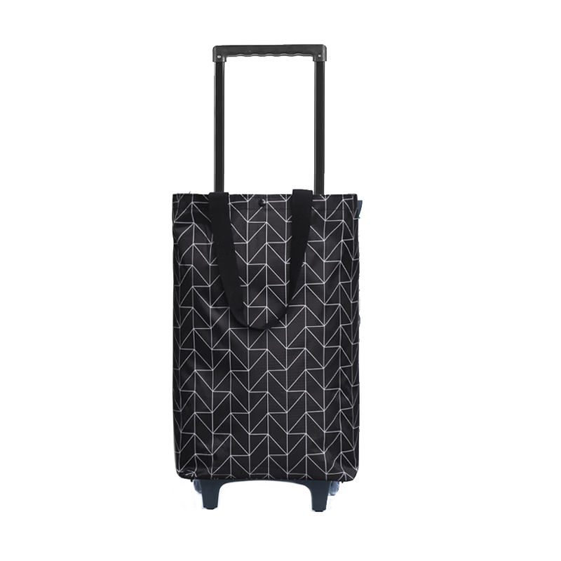 Shengnishangpin Folding Shopping Cart, Hand-Pulled Grocery Trolley, Portable Lightweight Pull Cart for Home Use, Black Space Model