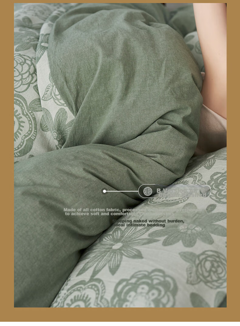 La Torretta Double-Layer Gauze Four-Piece Set, Pure Cotton High-End Color-Woven Jacquard Bedding Set, All-Cotton Duvet Cover And Bedsheet, Grass Green, 1.8/1.5m Bed 24