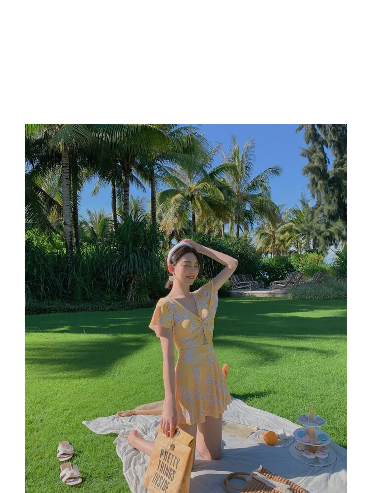Yimeishan One-Piece Swimsuit for Girls, Plus Size, Slimming, 2026 New Style, Skirted Conservative Beach Vacation Swimwear, Hot Spring 8