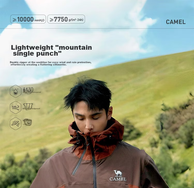 CAMEL Outdoor Hardshell Jacket for Men And Women, Windproof And Waterproof Coat, New Autumn Hiking Wear 2024 [Black Armor] R727 1