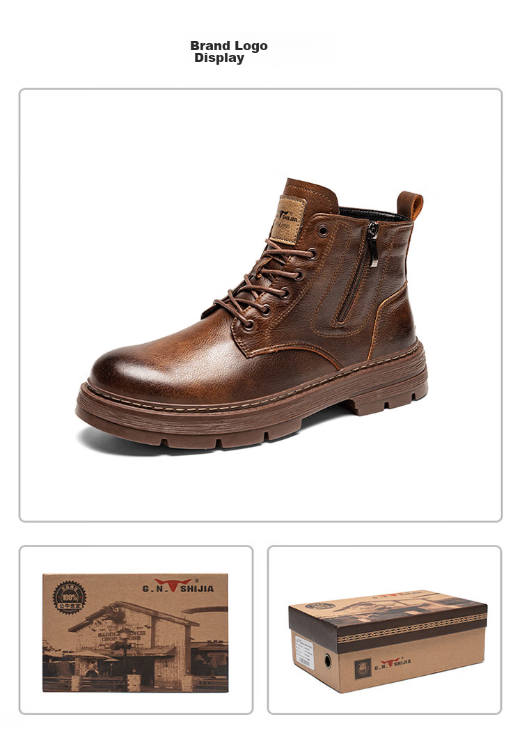 G.N.Shi Jia Men's Genuine Leather Martin Boots, New Autumn/winter 2026 Style, Versatile Casual High-Top Boots, British Style, Durable Work Boots 27