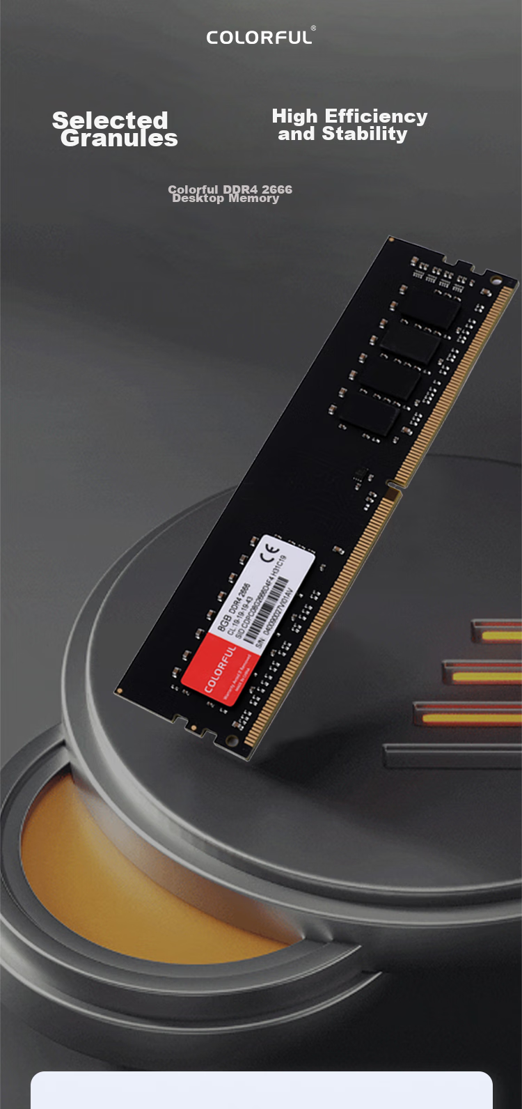Colorful 8GB DDR4 2666 Desktop Memory, Puli Series, C19 OpenCL Compatible 3