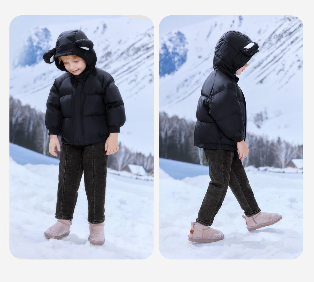YEEHOO Children's Thickened Down Jacket Winter Cold-Resistant Bear Down Coat for Older Kids 6
