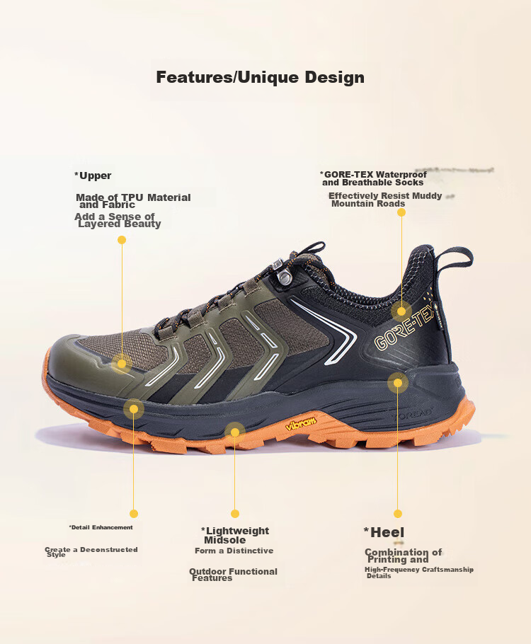 TOREAD Waterproof Hiking Shoes, Autumn And Winter Men's Non-Slip Trail Mountaineering Shoes, Warm Grip Outdoor Shoes TFAACM91983 3