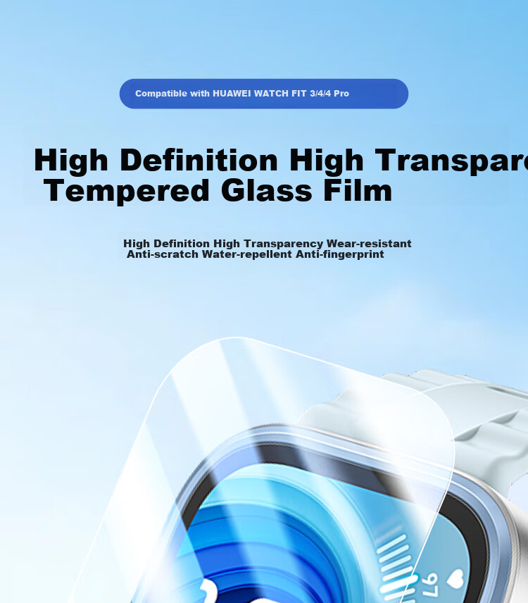 ESCASE Tempered Glass Screen Protector for Huawei WATCH FIT 5, HD Anti-Drop Anti-Scratch Wear-Resistant Protective Film, Full Coverage Smartwatch Screen Protector, Two-Pack, Fingerprint-Resistant, for Watch Fit 4 Pro 1