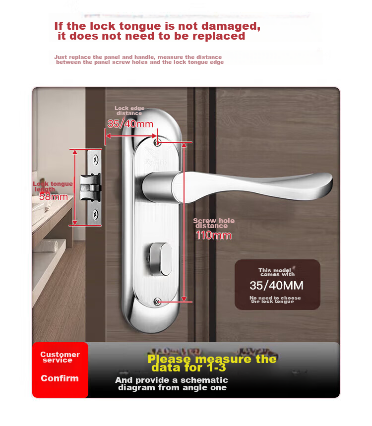 Fly.Globe Interior Door Lock Single Latch Stainless Steel Model B Grade Self-Installation Universal Door Lock FQ-AE86 4