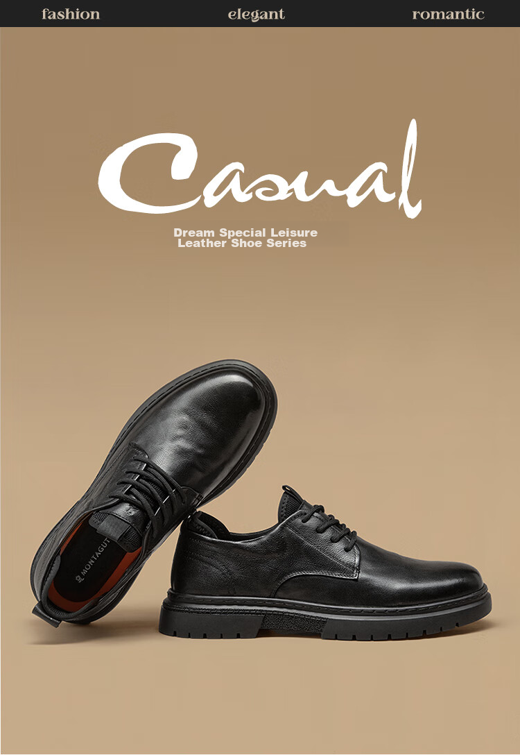 MONTAGUT Men's Shoes, 2026 British Style Spring New Light Luxury Business Formal Dress Men's Suit Lace-Up Casual Shoes, Heightening Shoes for Me 1