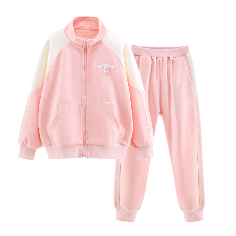 Hello Kitty Girls' Sportswear Set, Spring And Autumn 2026, Children's Casual Jacket, for Older Kids, Two-Piece Set, 024 Pink, Size 170
