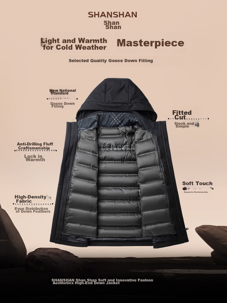 SHANSHAN Detachable Inner Lining Three-In down Jacket for Men, Goose Down Mid-Length Thick Warm Dad Coat Outerwear Men's 2XL 10