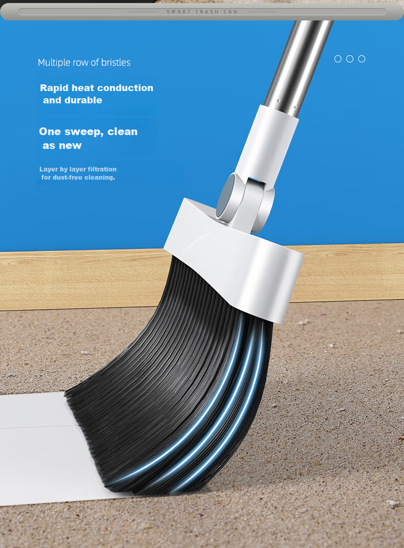 Wuyuehua Folding Broom And Dustpan Set, Upright Storage, Soft Bristle Broom, Household Sweeping Broom, Comb-Shaped, Large Size 2