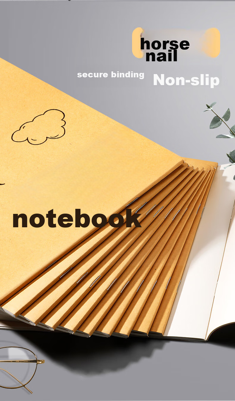 Touch Fish Draft Notebook Blank Paper Thickened 16K for Students Middle School High School College Exams Research Review Calculation Book Beige 40 Sheets/Book (Including Cover) 5-Pack Set 6