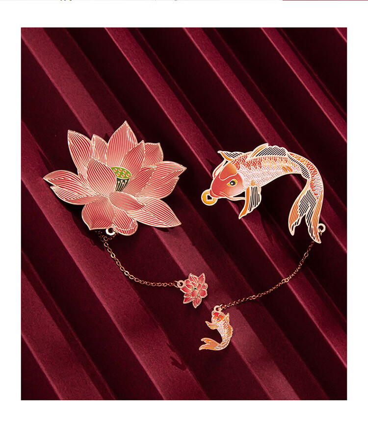 TIANSE Playful Lotus Pond Brass Bookmark Gift Box, Teacher's Gift, Classical Chinese Style Souvenir, Annual Meeting Gift for Women, Birthday Gift, 2 Pieces TS-5884 12