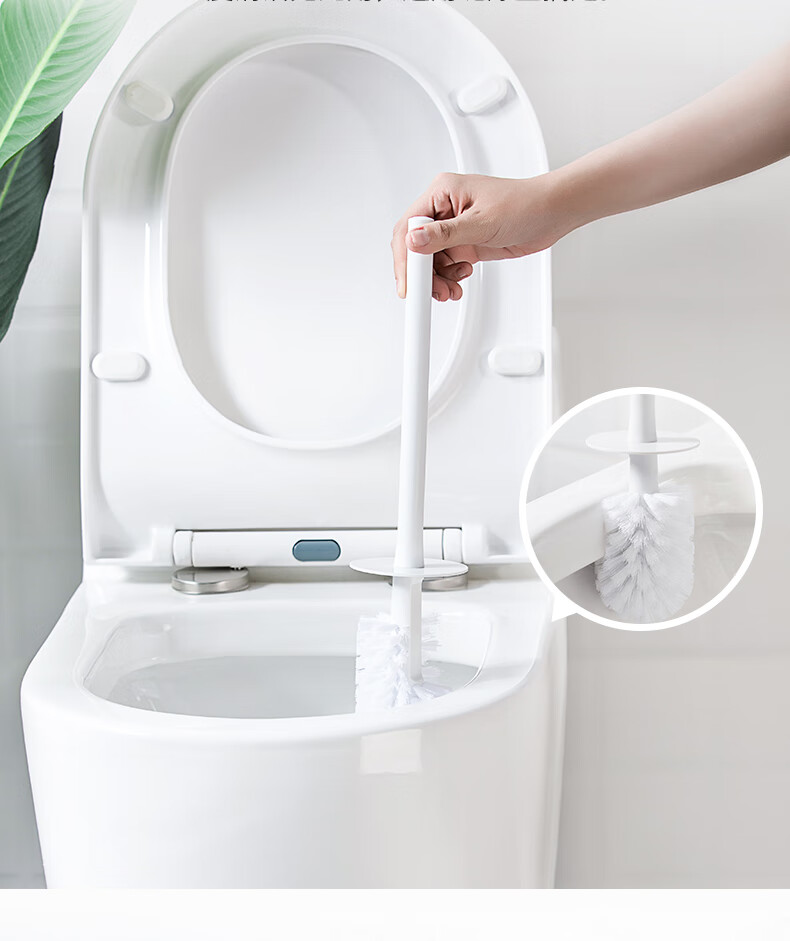 CHAHUA Toilet Brush Set with Extended Handle, Splash-Proof Long Bristles, Bathroom Cleaning Brush, Wall-Mounted 10