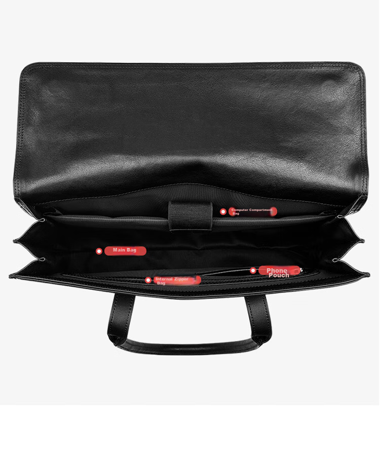 Pabojoe Business Briefcase, Men's Top-Grain Leather Handbag, Horizontal Style Large Capacity Laptop Bag for Men, Valentine's Day Gift 5