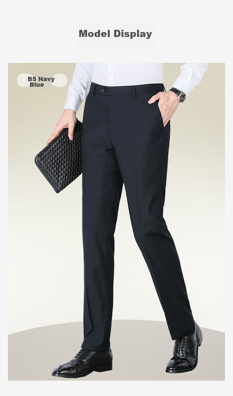 Hodo [No-Cut No-Iron] Men's Business Straight-Leg Trousers, Black, Size 30, All Seasons 10