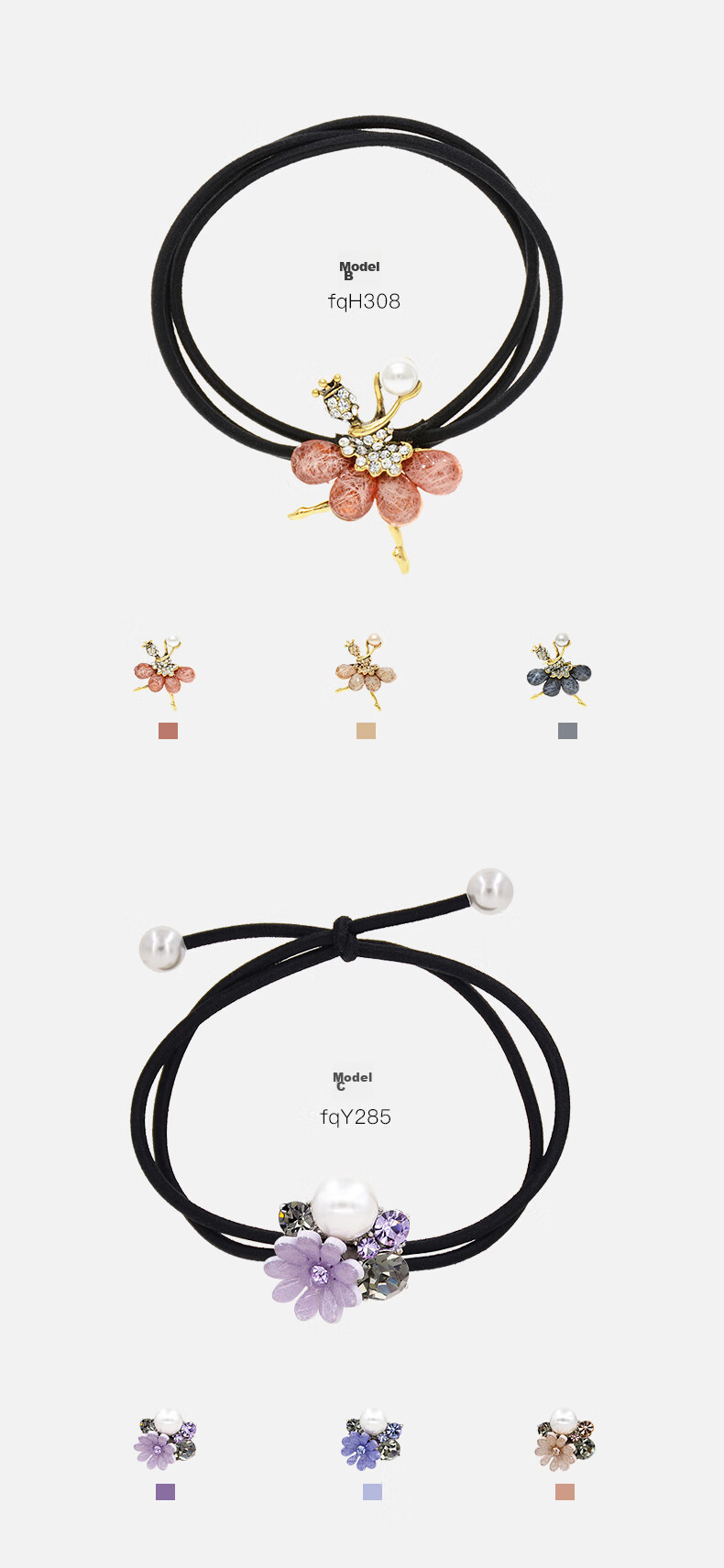 Cercoo Daisy Hair Tie, Rhinestone Pearl Hairband, Elegant Hair Loop, Rubber Band, Birthday Gift 7