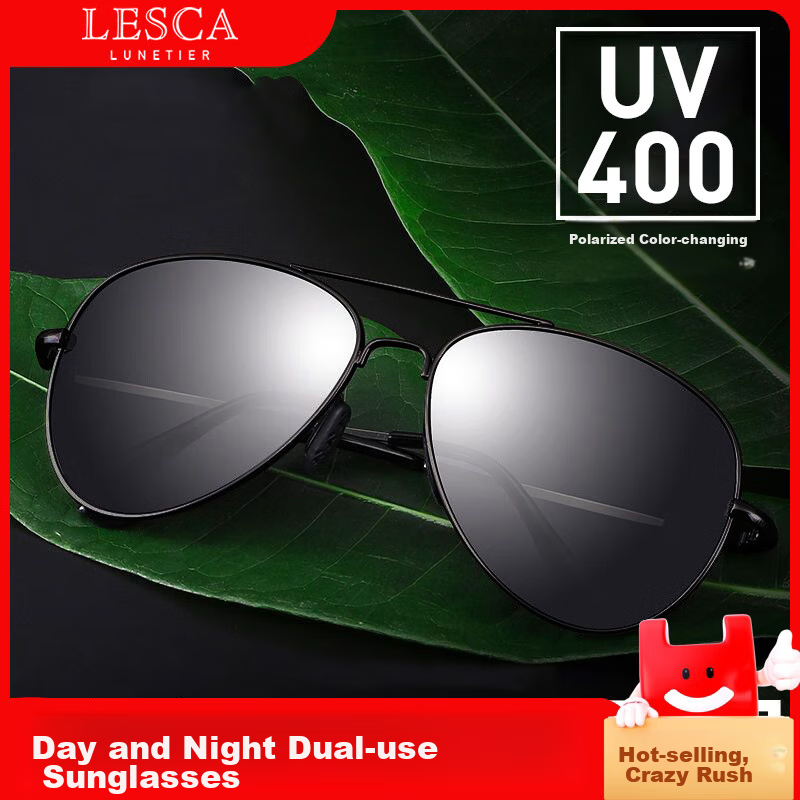 LESCA LUNETIER Day And Night Smart Polarized Sunglasses for Men with UV Protection And High Definition Lenses for Fishing, Driving, And General Use