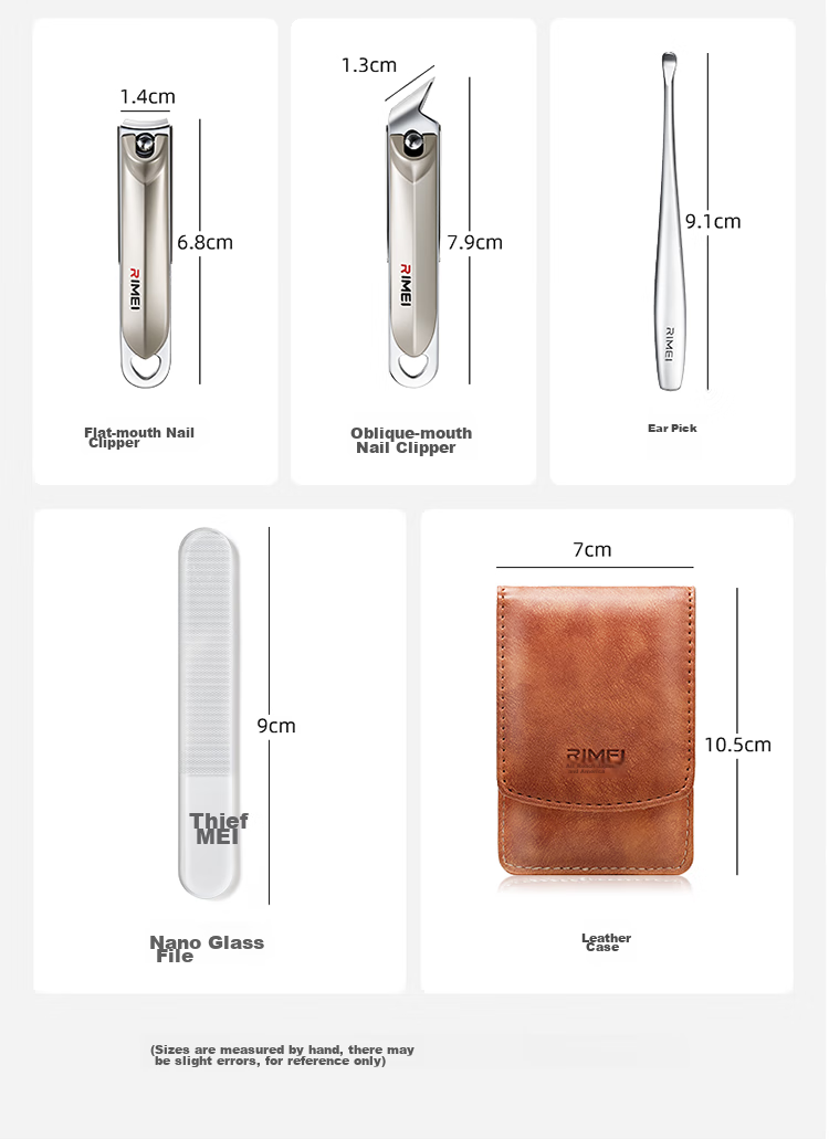 Jindarimei Nail Clipper Set, Ingrown Toenail Anti-Splash Nail Scissors Tool Kit, Four-Piece Set, Stainless Steel Ear Pick Nail File 15