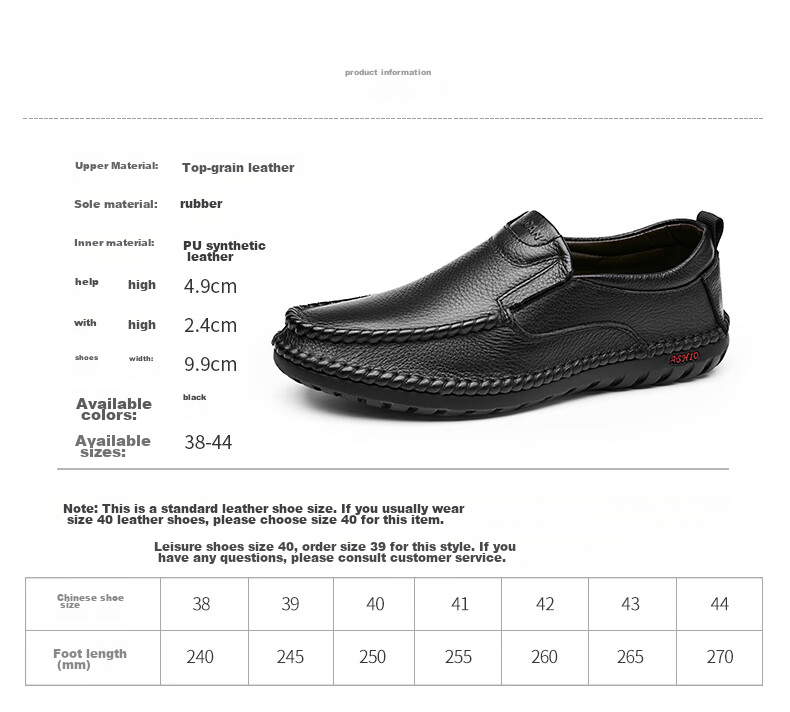 MEXICAN Business Casual Shoes Men's Top-Grain Leather Shoes Formal Slip-On Derby Shoes for Men 8283 Black Size 40 10