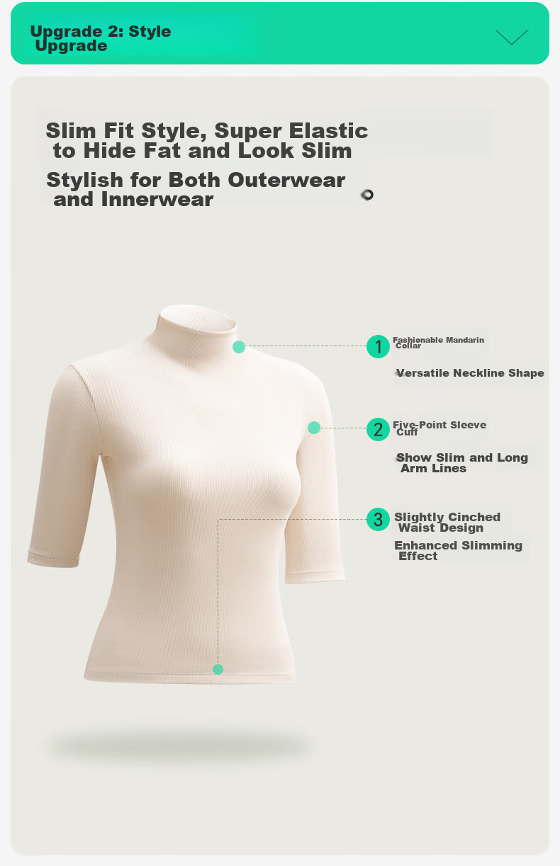 Jianyun Modal Cotton Turtleneck Base Layer, Women's Thin Inner Wear, Slim-Fit Short-Sleeve Undershirt, Can Be Worn As Outerwear, Five-Point Short-Sleeve Base Top 12