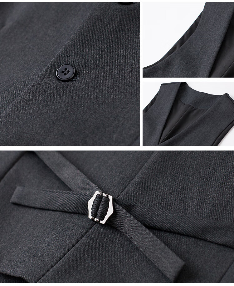 ROMON Wool Blend Men's Business Formal Suit Vest Waistcoat Navy Blue 3XL 2
