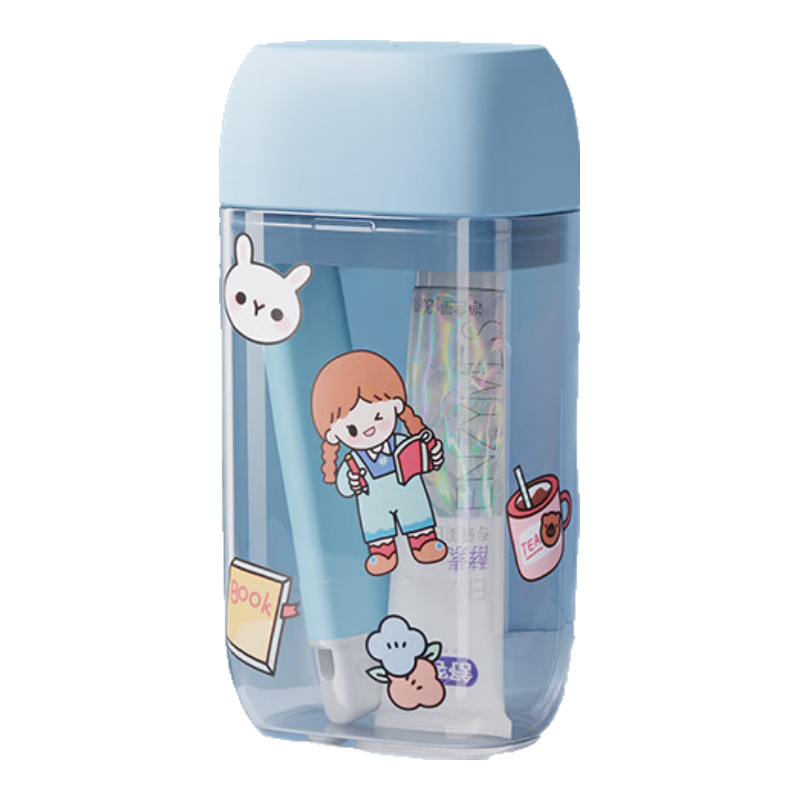 Etravel Travel Mini Toiletry Cup, Toothbrush Holder Set, Mouthwash Cup, Toothbrush Cup Storage Box, Misty Blue
