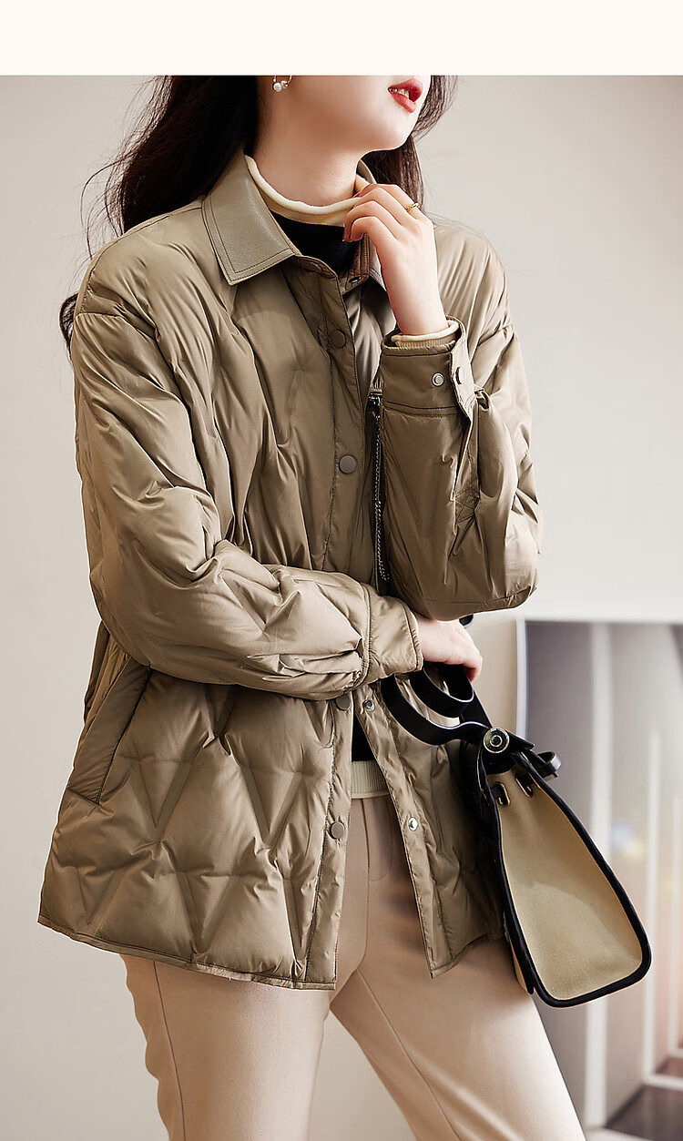 Dme [90% Duck Down] Winter 400T Spring Yarn Dye-Lighted Elastic Cuff Loose Metal Chain down Jacket for Wome 10