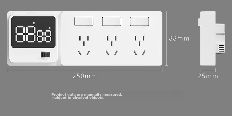 Xiya Wall Switch Track Socket, Multi-Function, National 3C Certified, Electric Shock Prevention, Kitchen Timer Electronic Clock, USB+Type-C Smart White 17