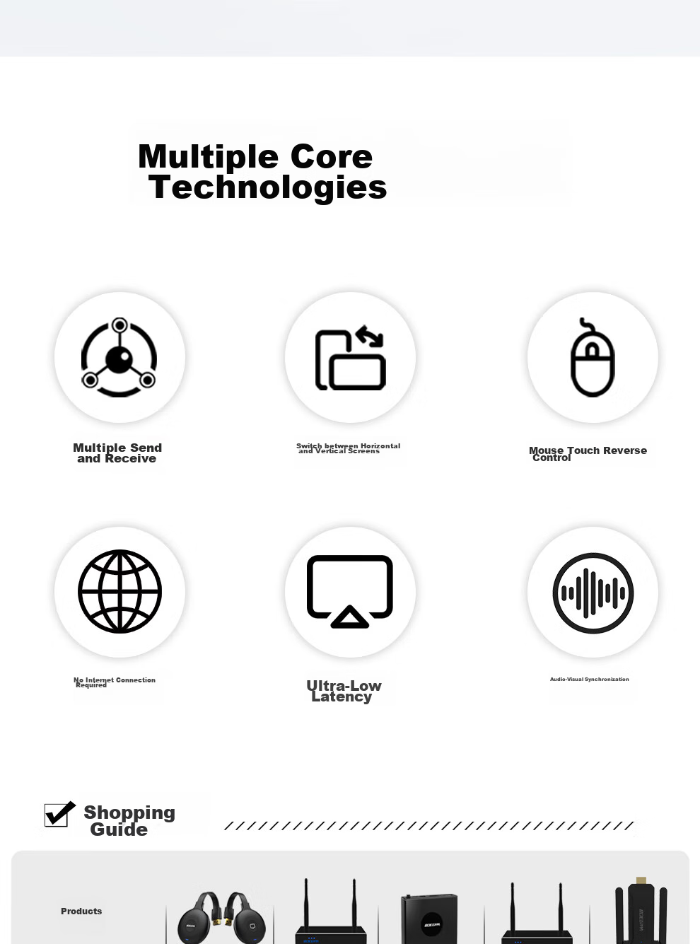 BOEGAM Wireless HDMI Screen Mirroring Receiver for Mobile Phones Home Use HD Audio Video Live Streaming Compatible with Apple Android Huawei Xiaomi Phones TV Projector BG-1S 2