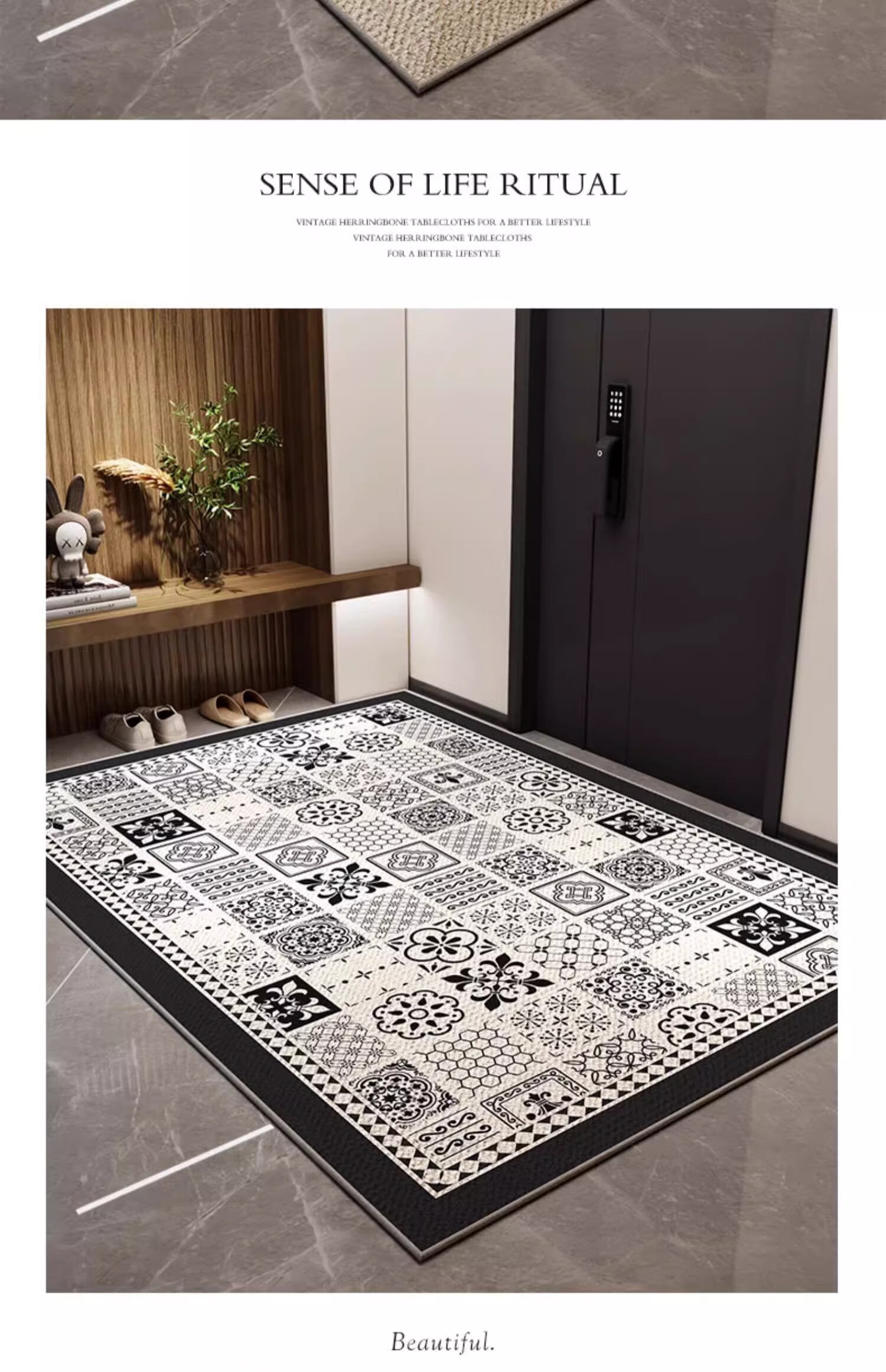 Yinshang Japanese Style Entryway Door Mat Low-Maintenance Entrance Rug Wabi-Sabi Aesthetic High-End Durable Doormat 5