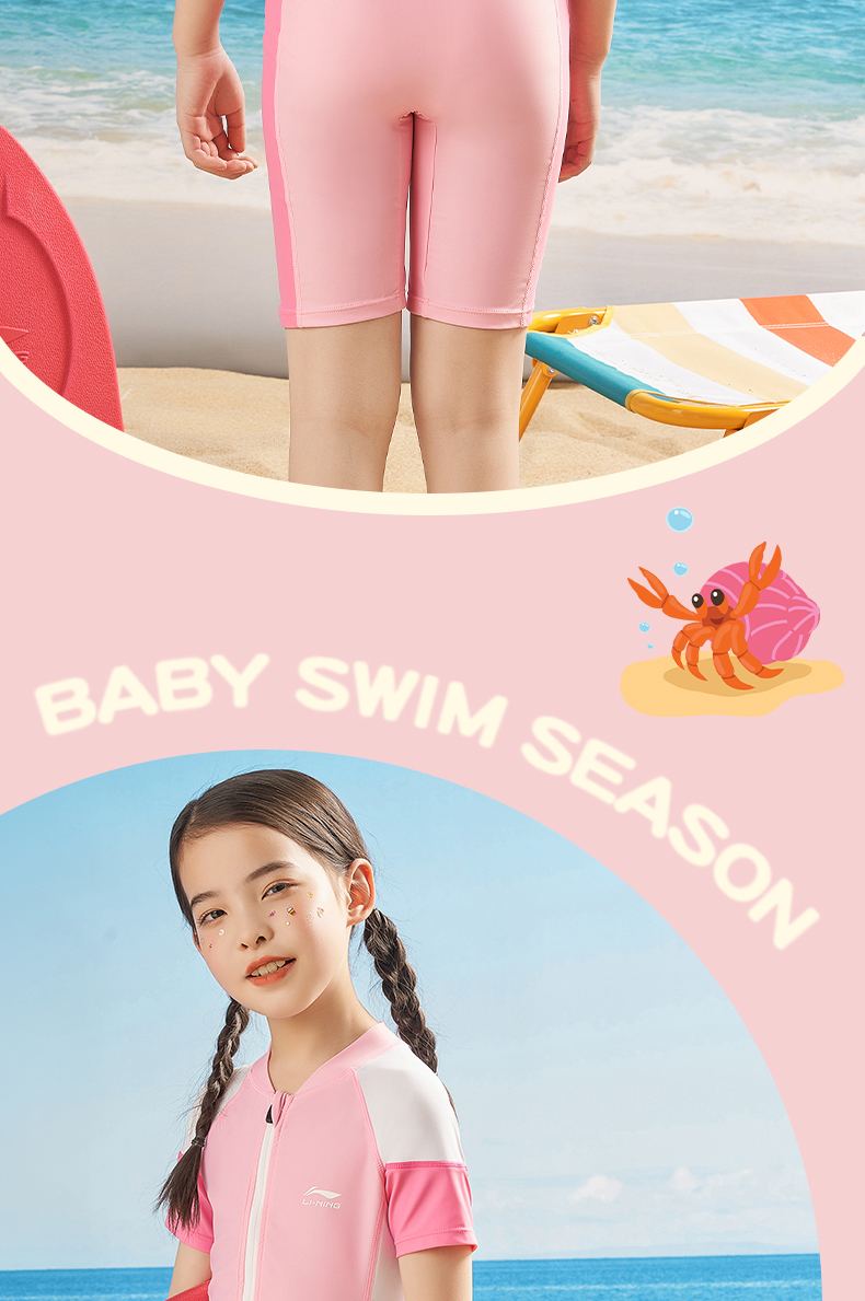 Li-Ning Children's Swimsuit, One-Piece Swimwear for Boys And Girls, Breathable Quick-Dry Surfing Suit, Model 926, Blue, Size 120 23